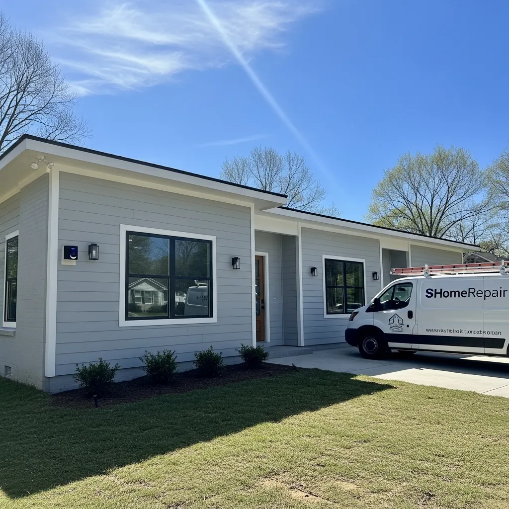 Modern Athens, GA home with freshly painted siding by Smart Home Repair