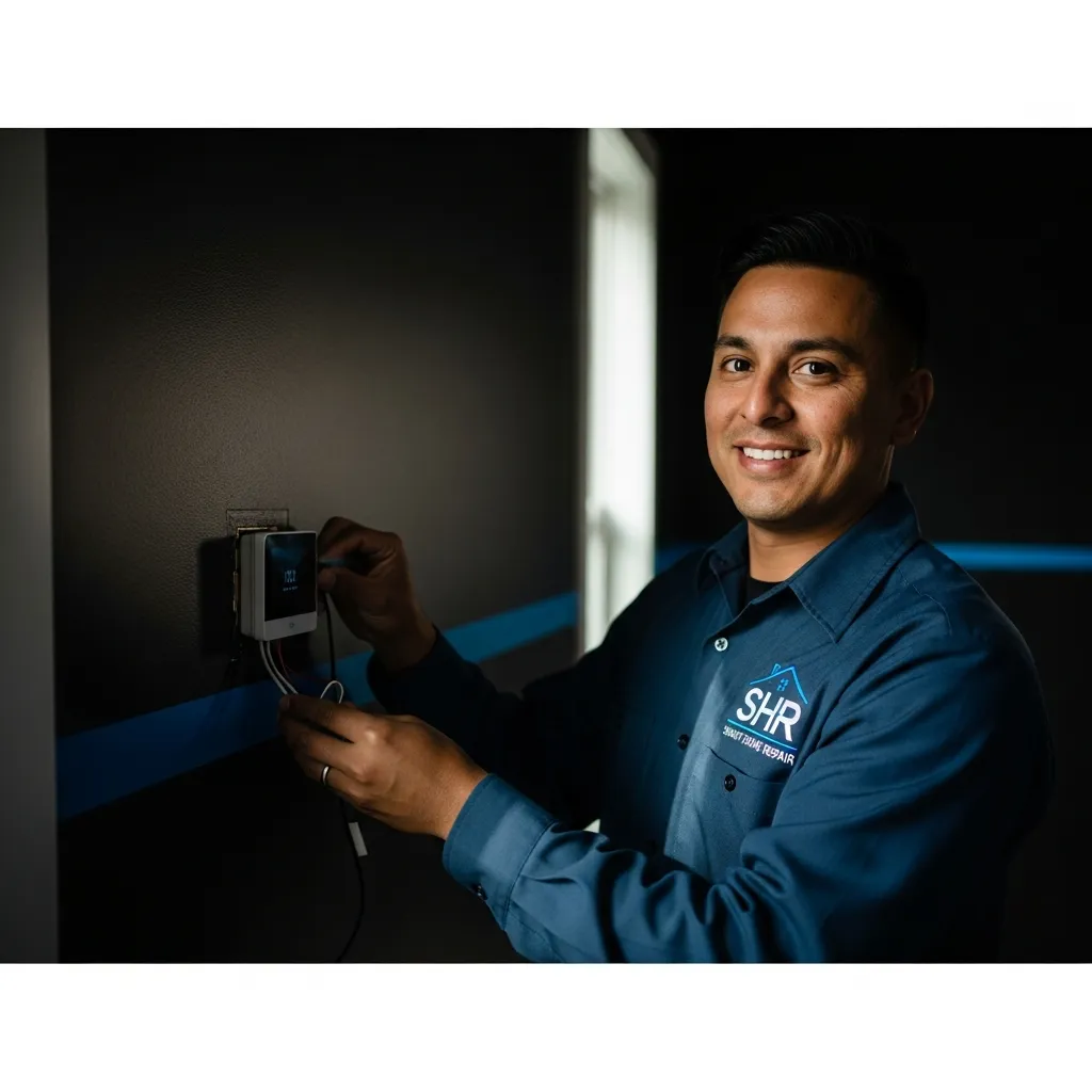 Smart Home Repair technician installing a smart thermostat in Athens, GA