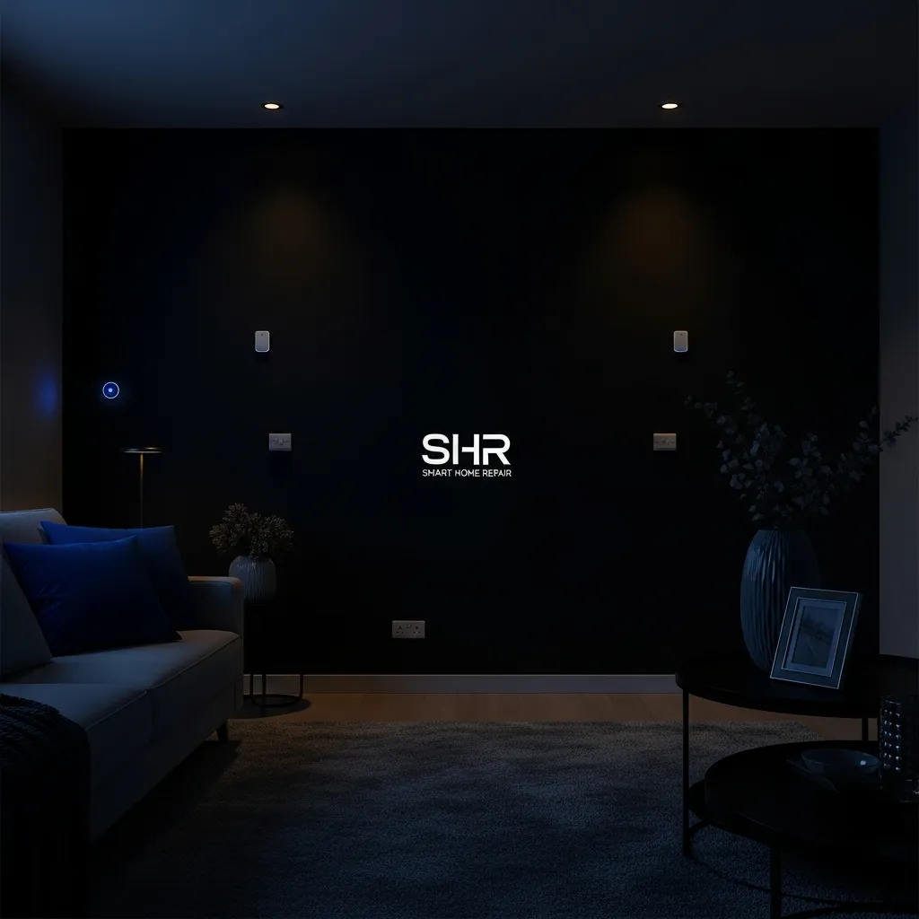 Modern living room in Athens, GA, featuring integrated smart home technology by Smart Home Repair.