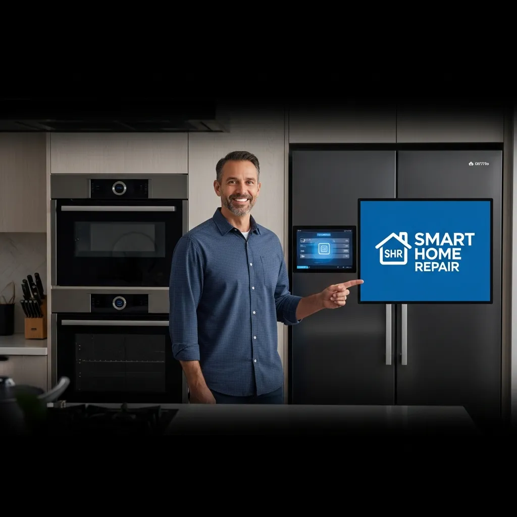 Smart Home Repair owner Joe explaining smart home features in an Athens, GA kitchen