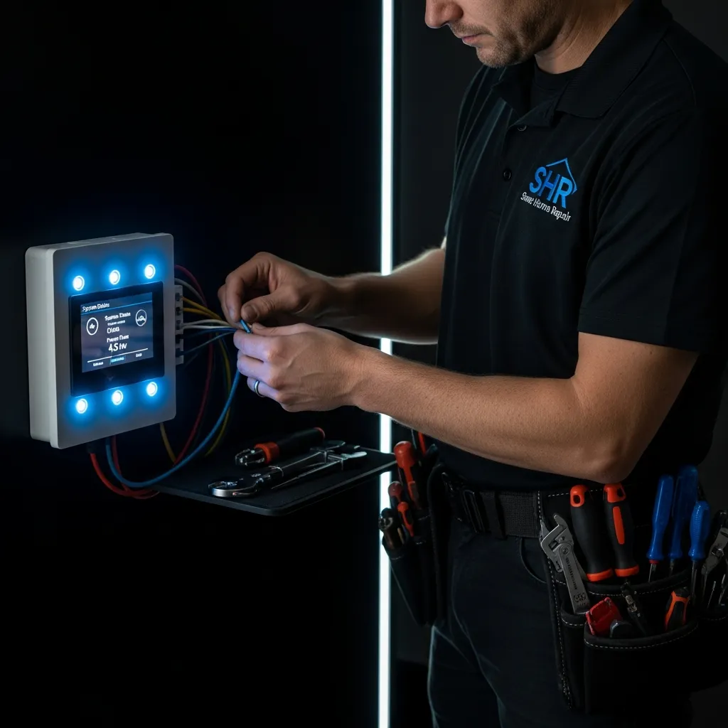 Smart Home Repair electrician installing a smart electrical panel in Athens, GA