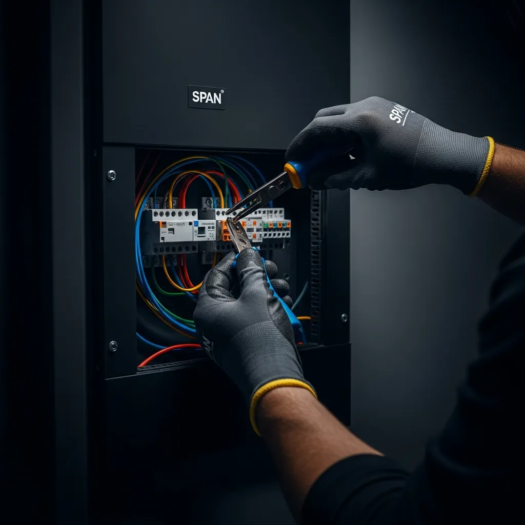 Professional Smart Home Repair electrician installing a SPAN electrical panel in Athens, GA