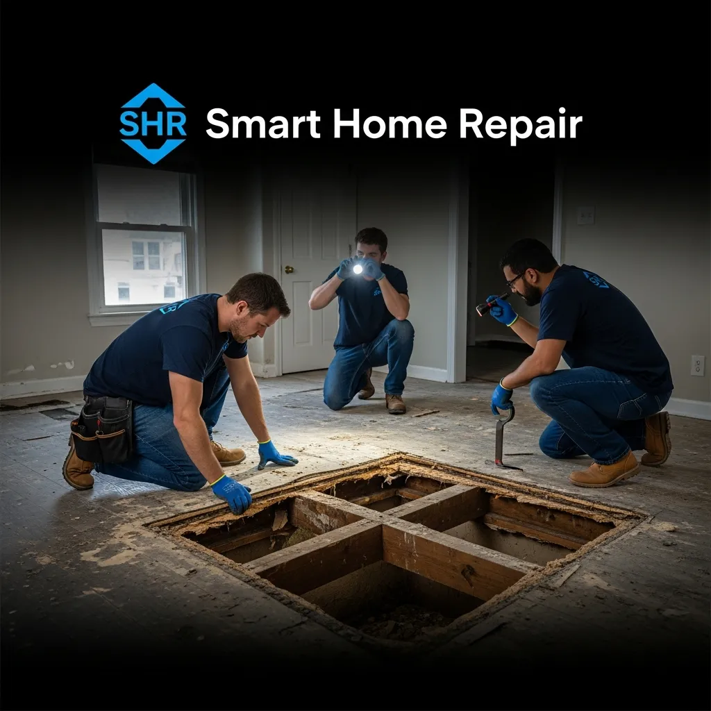 Rotten subfloor being repaired by Smart Home Repair in Athens, GA