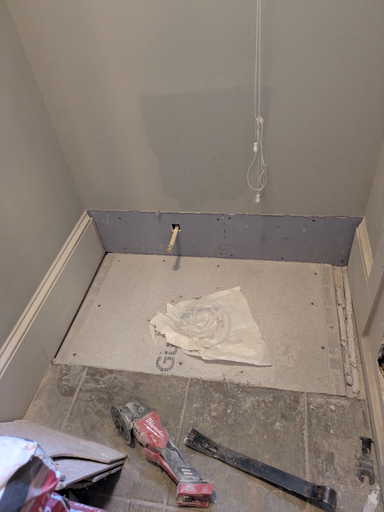 New cement board installation