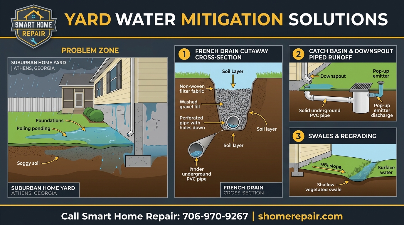 Smart Home Repair Yard Water Mitigation Solutions Master Infographic Poster